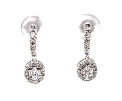 Oval Round and Baguette Cluster Drop Earrings 0.49ct 1