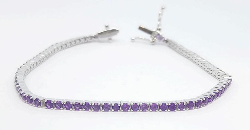 Amethyst Tennis Bracelet 9/18K White Gold 2ct - 5ct 1