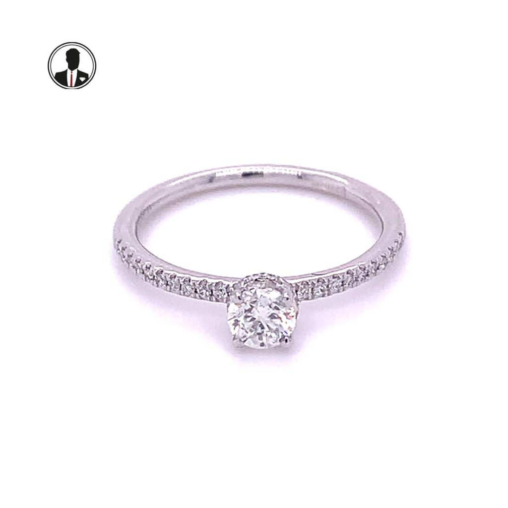 Diamond Shoulder Solitaire Ring Platinum 0.38ct
