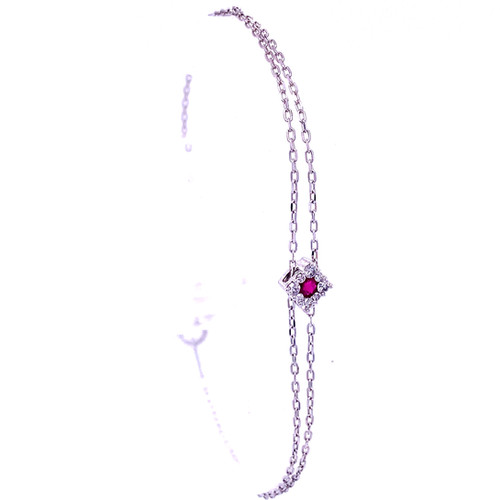 Ruby/Emerald/Sapphire Diamond Bracelet 18K White Gold 0.10ct/0.12ct 1