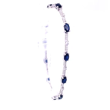 Sapphire/Aquamarine Diamond Bracelet 18KT 3.20ct/0.48ct