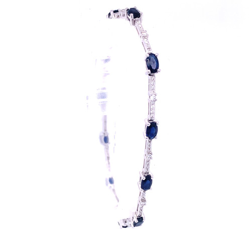 Sapphire/Aquamarine Diamond Bracelet 18KT 3.20ct/0.48ct 1