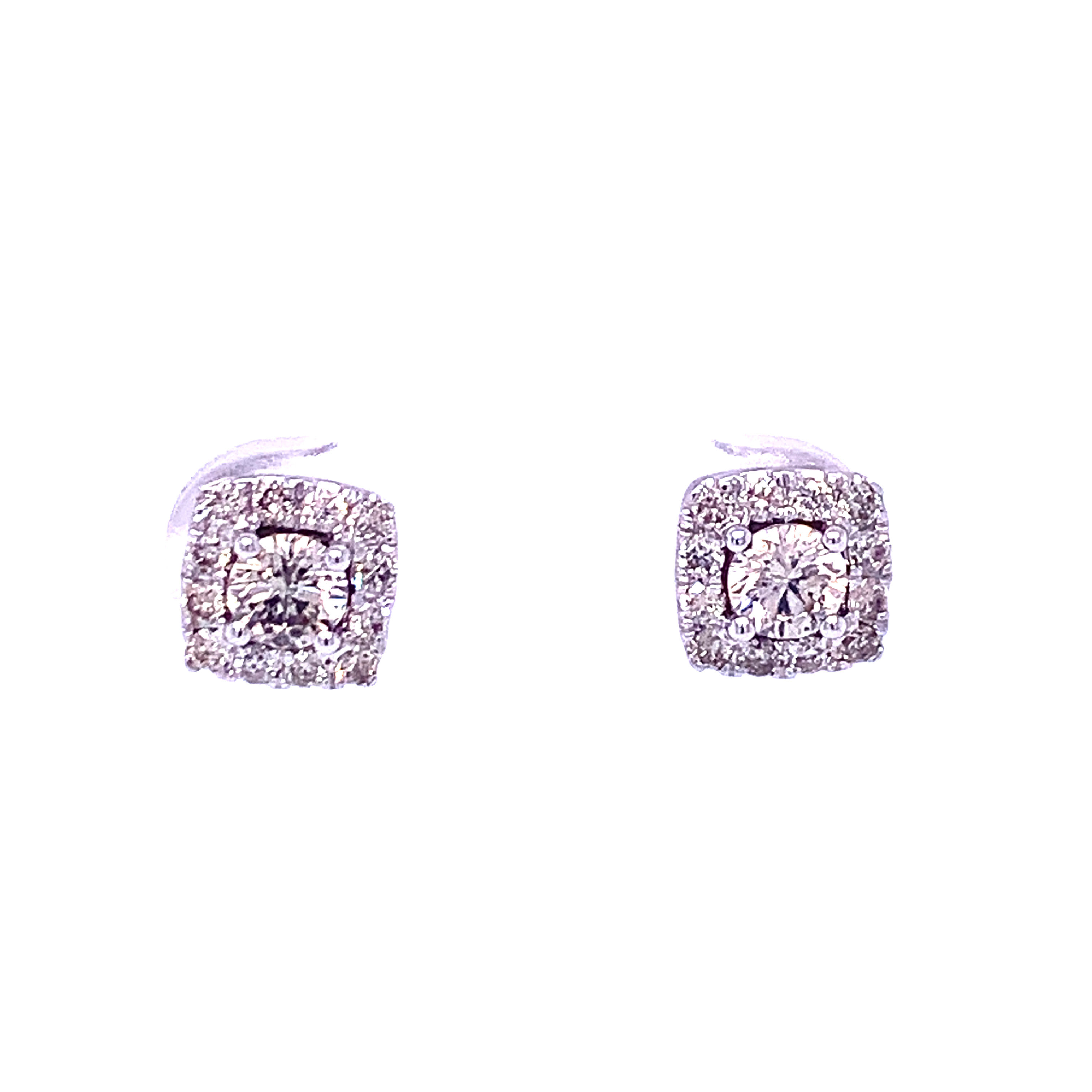18kt White Gold 0.87ct Diamond Halo Studs