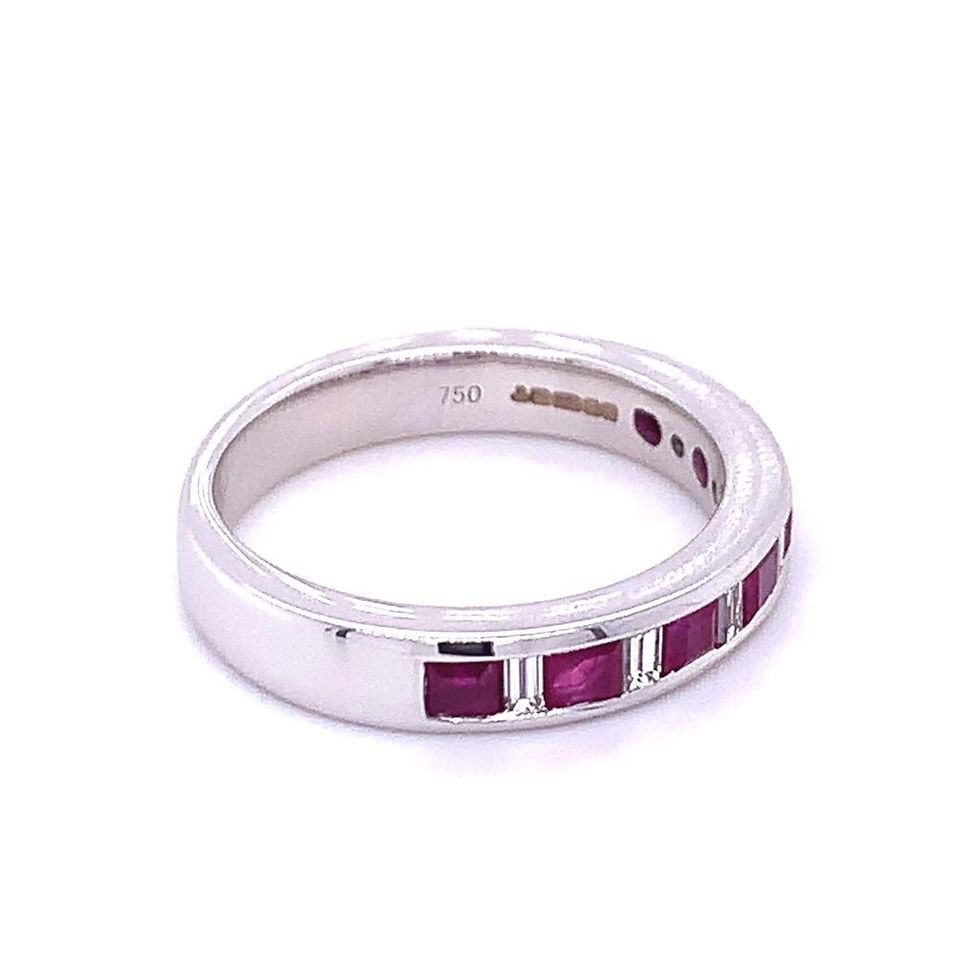 Thumbnail: Ruby/Emerald  Diamond Half Eternity Ring 18K Yellow Gold 0.88ct/0.23ct