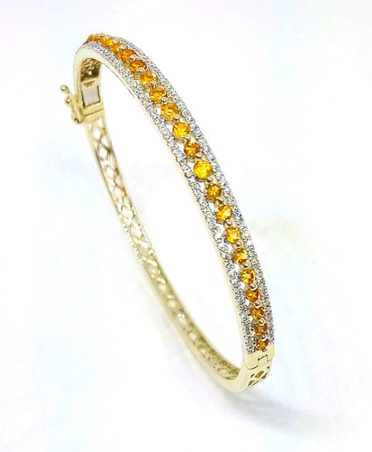 Diamond/Citrine Bangle 9K Yellow Gold 0.70ct/1.10ct 1