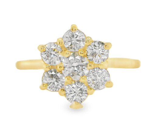 Flower Cluster Diamond Ring 18KYG, 0.62ct/0.81ct 1