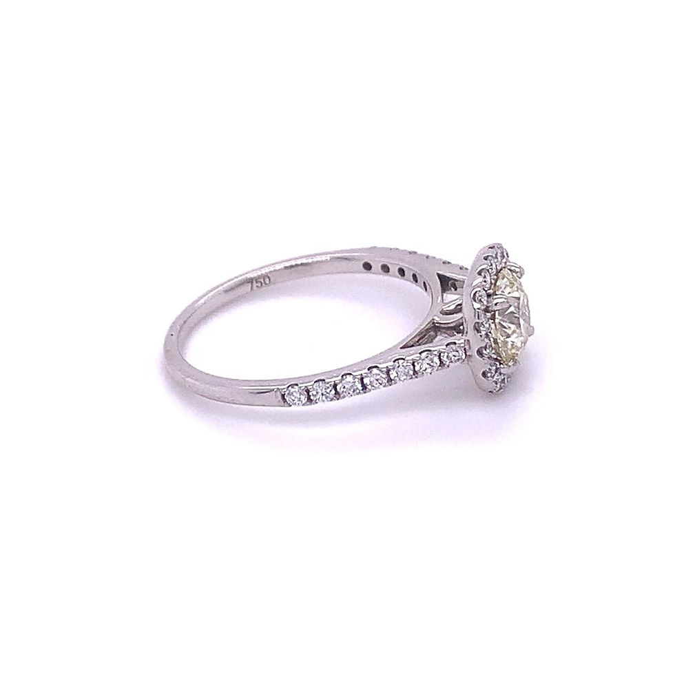 Thumbnail: Diamond Halo and Shoulder Solitaire Ring 18K White Gold 1.03ct