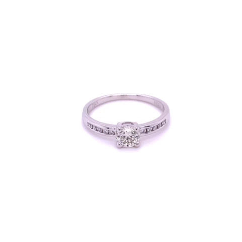 Thumbnail: Solitaire Ring with Diamond Shoulders 18K White Gold 0.60ct