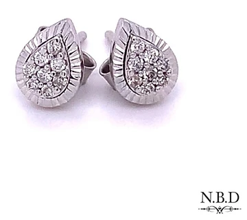 Pear Cluster Diamond Earrings White/Yellow Gold 0.15ct