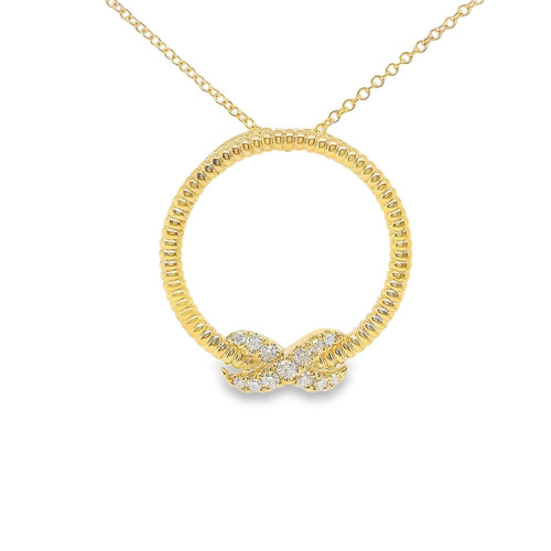 9K WG/YG diamond infinity twist pendant, 0.10ct 1
