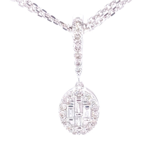 Baguette Cluster Diamond Pendant 9K White Gold 0.25ct 1