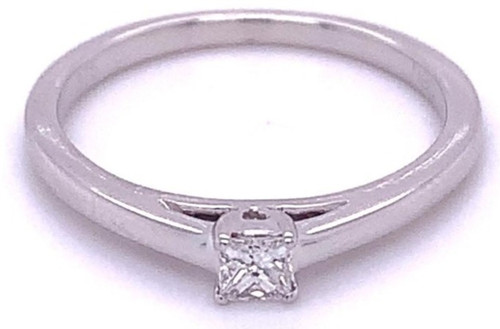 0.15ct, Princess Cut Diamond Solitaire Ring, 9kt White Gold 1