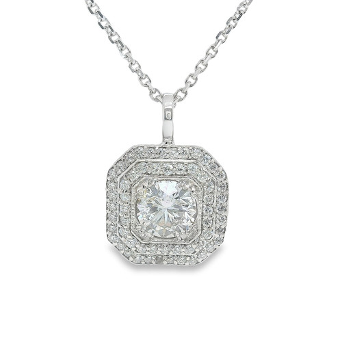 Platinum Diamond Cluster Pendant, 1.38ct 1