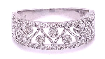 Art Deco Style Diamond Dress Ring, 18K White Gold, 0.36ct