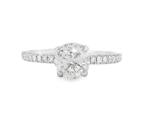 Solitaire Ring with Diamond Shoulders, Platinum, 1.00ct/0.20ct 1