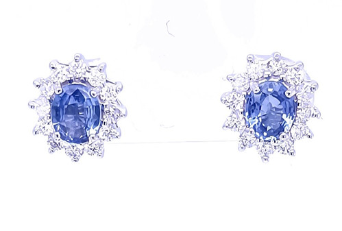 Sapphire Diamond Halo Earrings White/Yellow Gold 0.43ct/0.93ct 1