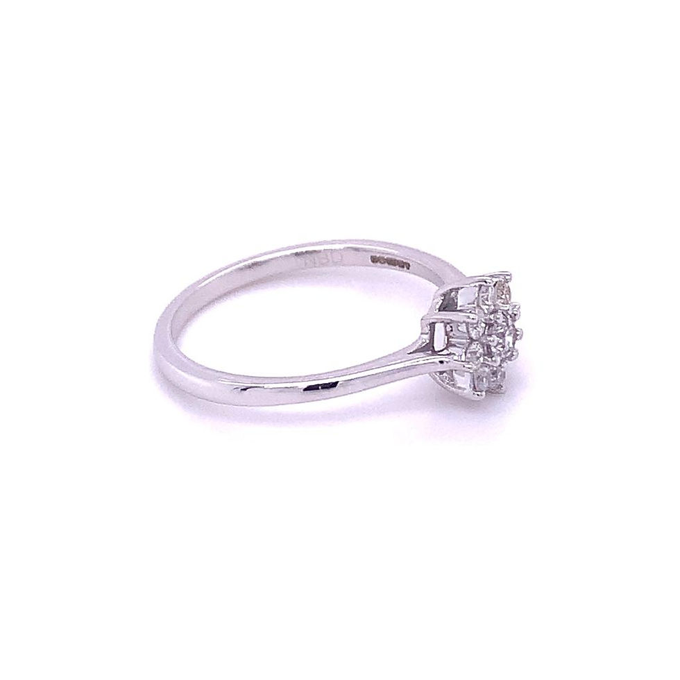 Thumbnail: Diamond Flower Cluster Ring 18K White Gold 0.34ct