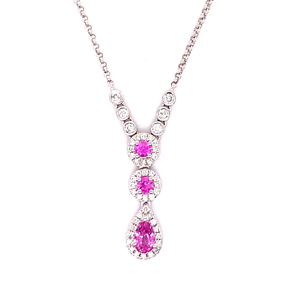 Thumbnail: 9kt Gold 0.32ct Aquamarine And 0.20ct Diamond Drop Necklace