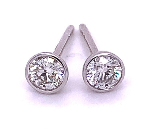 Certified GIA Rub Over Diamond Studs, 0.20ct-0.80ct 1