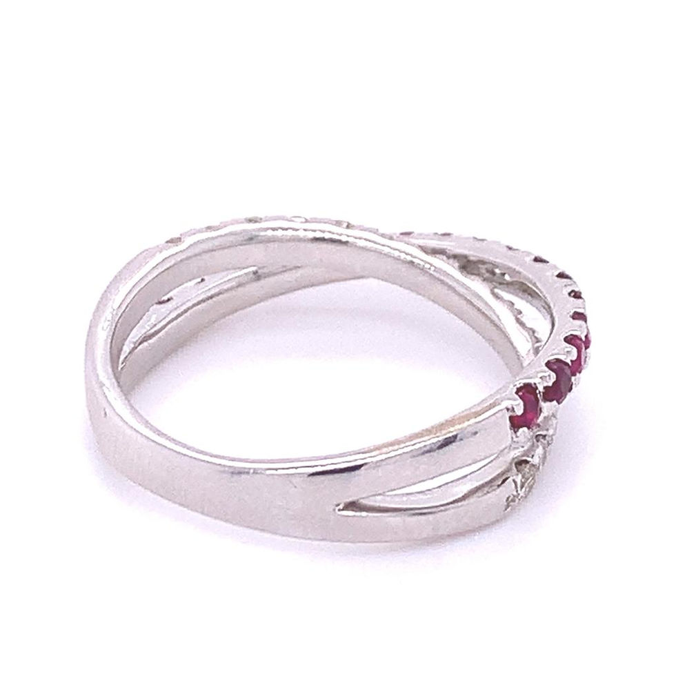 Thumbnail: Cross Diamond and Ruby Ring 9/18K Yellow/White Gold 0.60ct/0.37ct