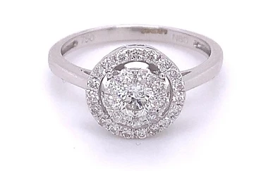 Illusion, Halo Cluster Diamond Ring, 18K White Gold, 0.60ct