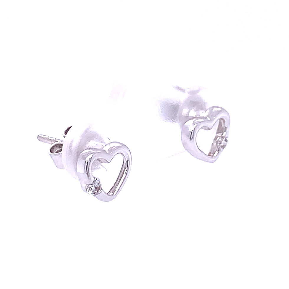 Thumbnail: 18kt White Gold 0.17ct Diamond Heart Studs