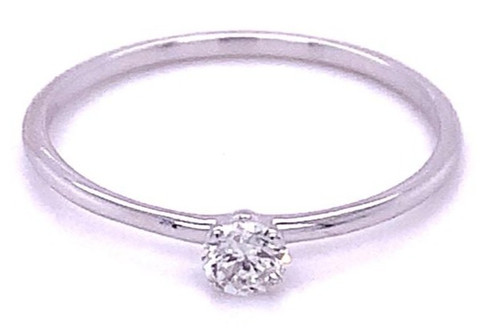 0.16ct Round Diamond Solitaire Ring, 4- Claw, 9kt White Gold 1