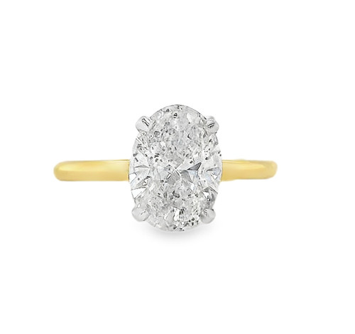 Oval Solitaire Two-Tone Ring 18K WG/YG 2.50 ct 1