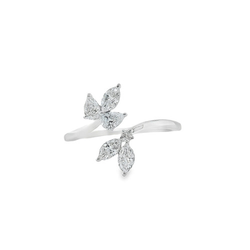 Platinum diamond clover cuff ring, 0.57ct 1