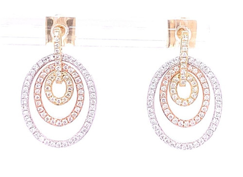 Oval Shaped Trio Earrings, 18K Gold, 0.41ct 1