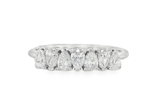 7 Stone, Pear Shape Diamond Ring, 18kt White Gold, 0.70ct 1