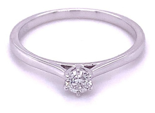 0.17ct, Round Brilliant Diamond Solitaire Ring, 9kt White Gold 1