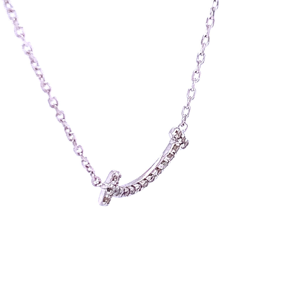 Thumbnail: 9kt White Gold 0.07ct Smile (Bone) Diamond Necklace