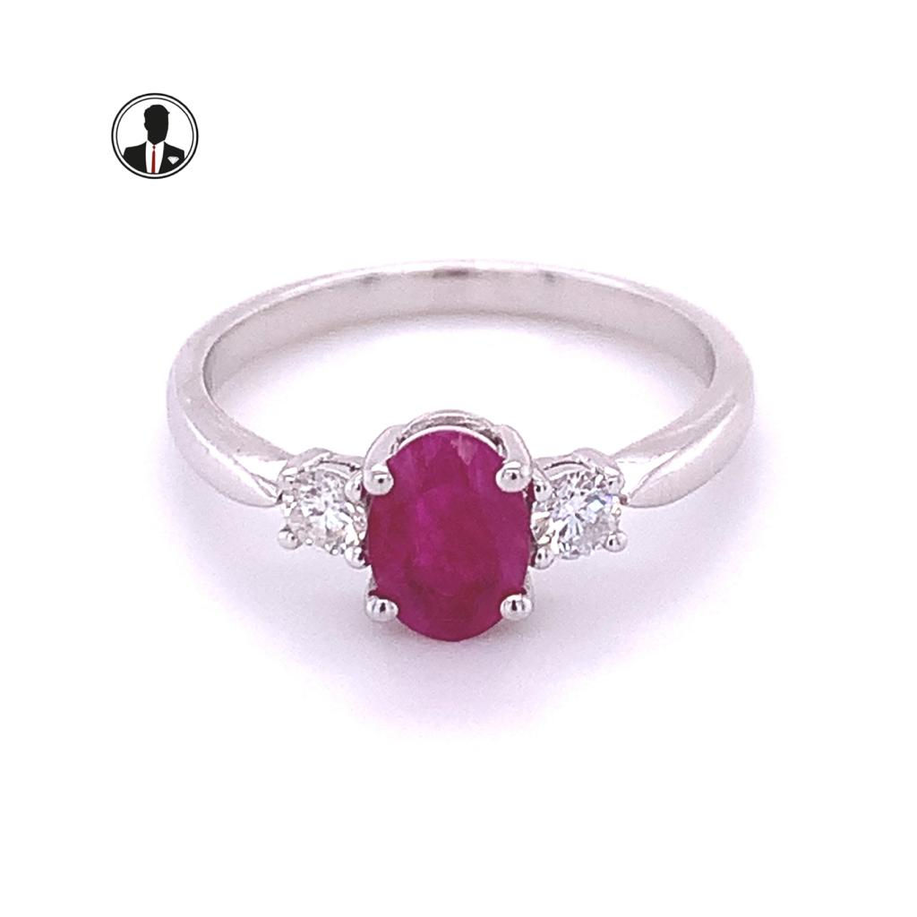 Ruby/Diamond Dress Ring 18K White Gold 0.66ct/0.20ct