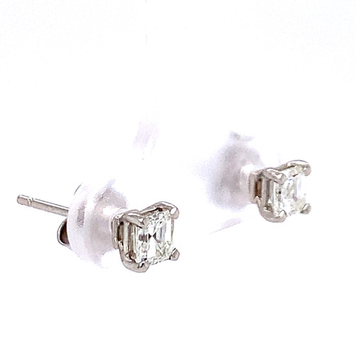 Asscher Cut Diamond Stud Earrings, 0.65ct/ 0.85ct 1