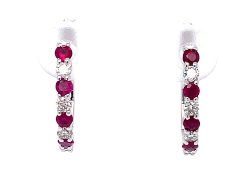 Gemstone Diamond Hoop Earrings 18K White/Yellow Gold 0.29ct/0.47ct 1