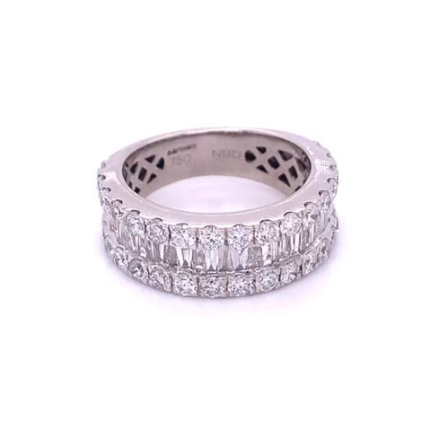 Thumbnail: Fancy Cut Baguette and Round Diamond Half Eternity Ring 18K White Gold 2.32ctFan