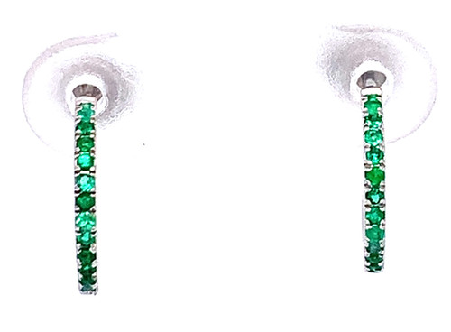 Open Hoop Gemstone Earrings 9K White/Yellow Gold 0.17ct 1