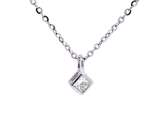 Princess Diamond Pendant 18K White Gold 0.16ct 1