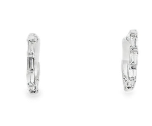 Baguette Diamond Hoops, 9/18K, 0.22ct 1