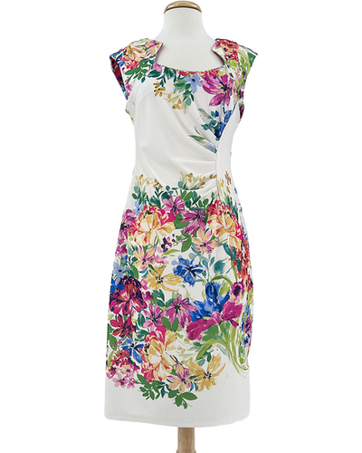 indian rayon embroidered dresses Elegant 3D Floral Applique Shift Mini Dress