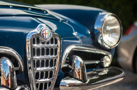 Classic Alfa Romeo car, gleaming grill