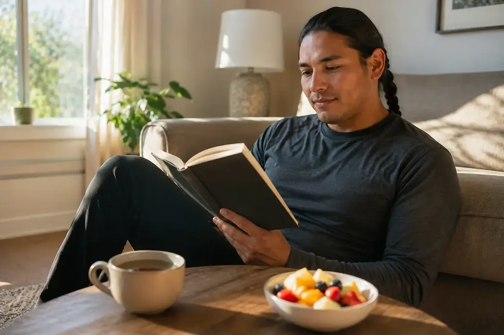 Person spending quiet time reading, symbolizing resilience and long-term recovery from substance use.