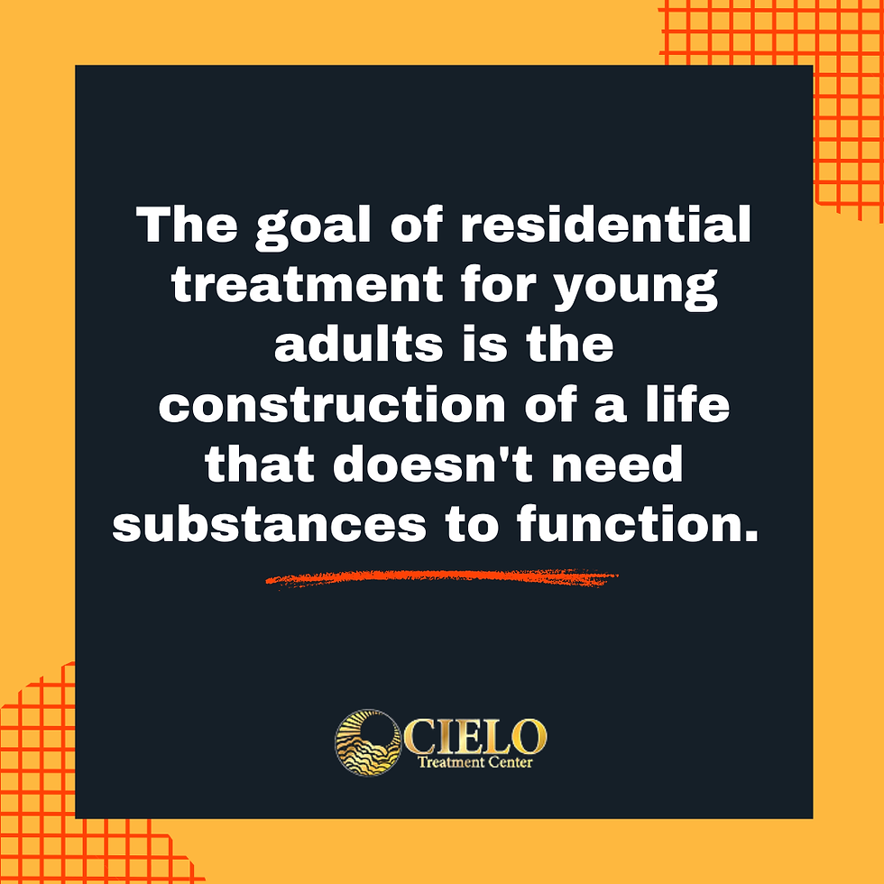 Graphic highlighting how young adult residential treatment helps build a stable, purpose-driven life that supports long-term recovery without relying on substances