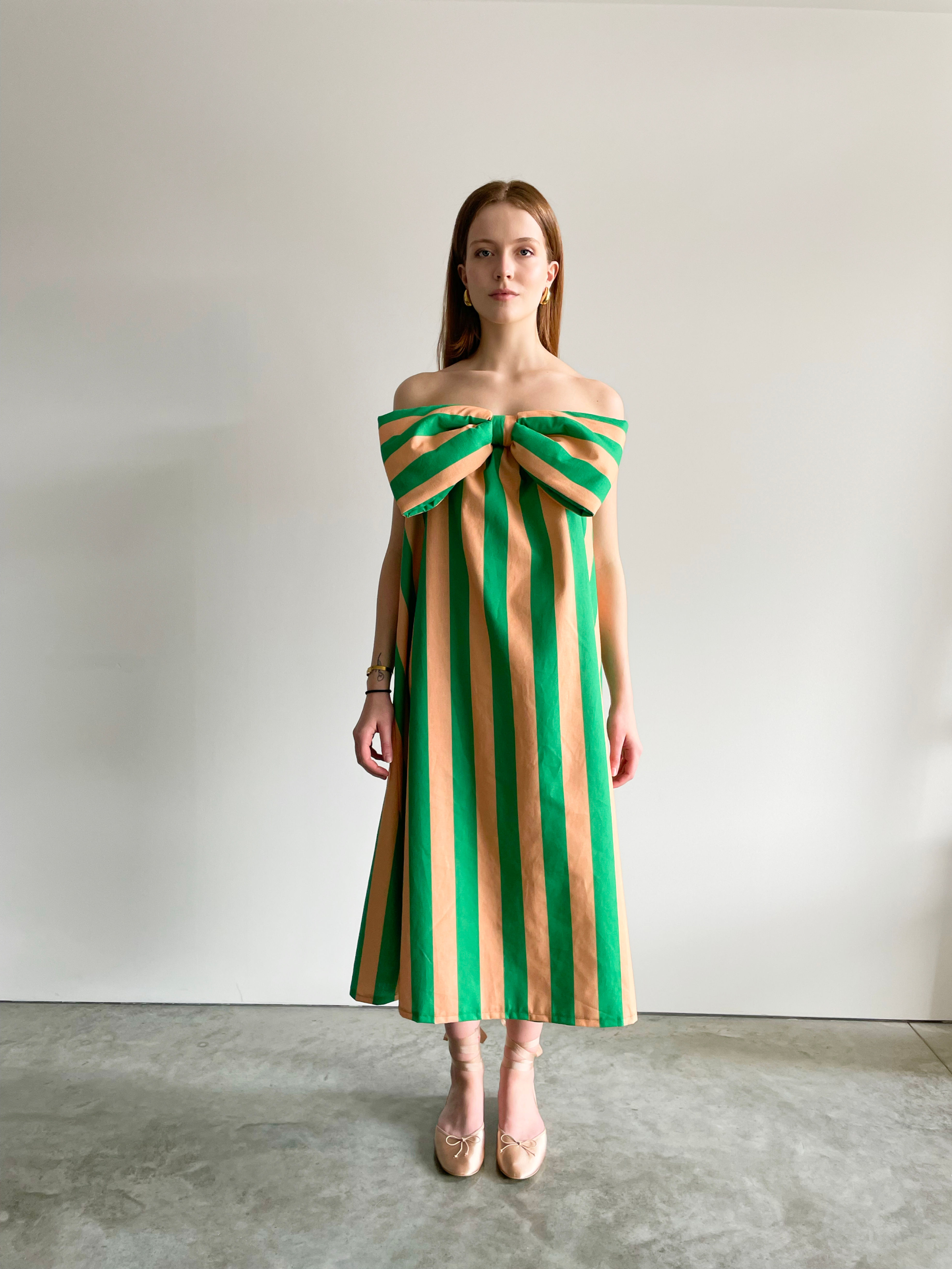 Rosett Dress Striped Green