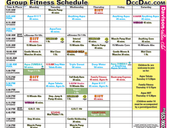 Group Fitness Schedule Effective 7/27/19