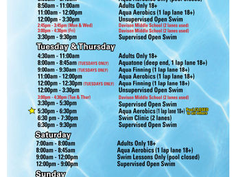 Pool Schedule Jan 4th-March 8th