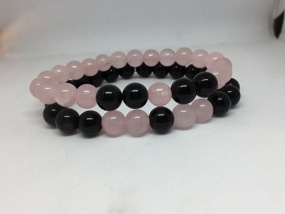 Thumbnail: Rose Quartz With Black Tourmaline Couple Bracelet