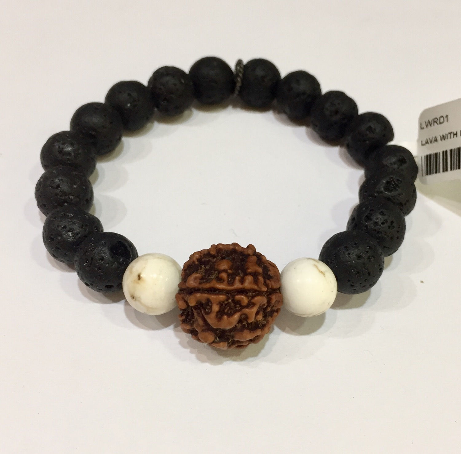 Lava With Rudraksha + Howlite Bracelet