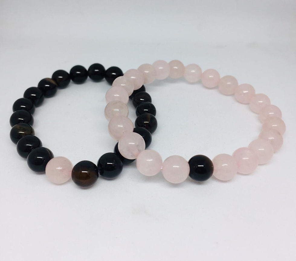 Thumbnail: Rose Quartz With Black Tourmaline Couple Bracelet